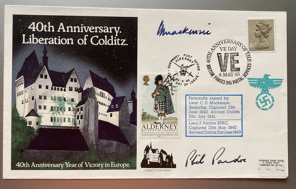 Lot 301: WW2 Colditz Castle double signed 40th ann cover....