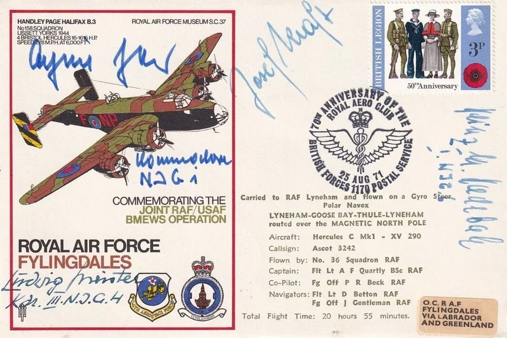 Lot 419: RAF Fylingdales Signed by 5 German Luftwaffe Pilots....