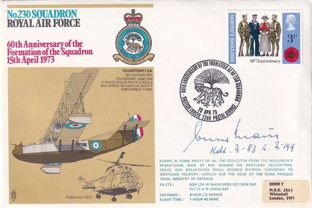 Lot 435: RAF 11 Felixstowe Aircraft Signed Hans Werner Kraus,...