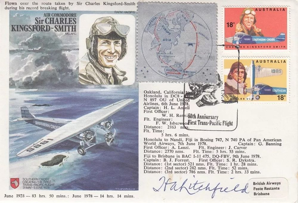 Lot 461: HASP8d Flown cover C Kingsford-Smith cover signed H....
