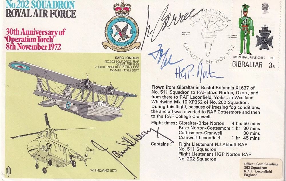 Lot 477: RAF8ag3 no 202 Sqn Signed by J H...