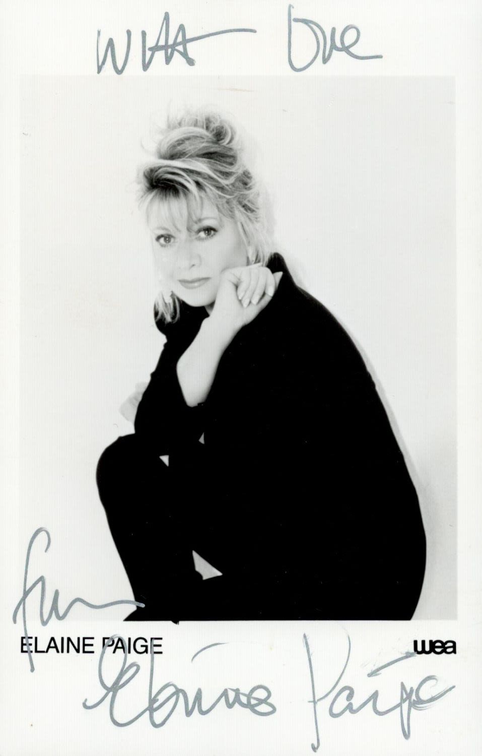 Lot 827: Music Elaine Paige Signed 6x4 black and white...