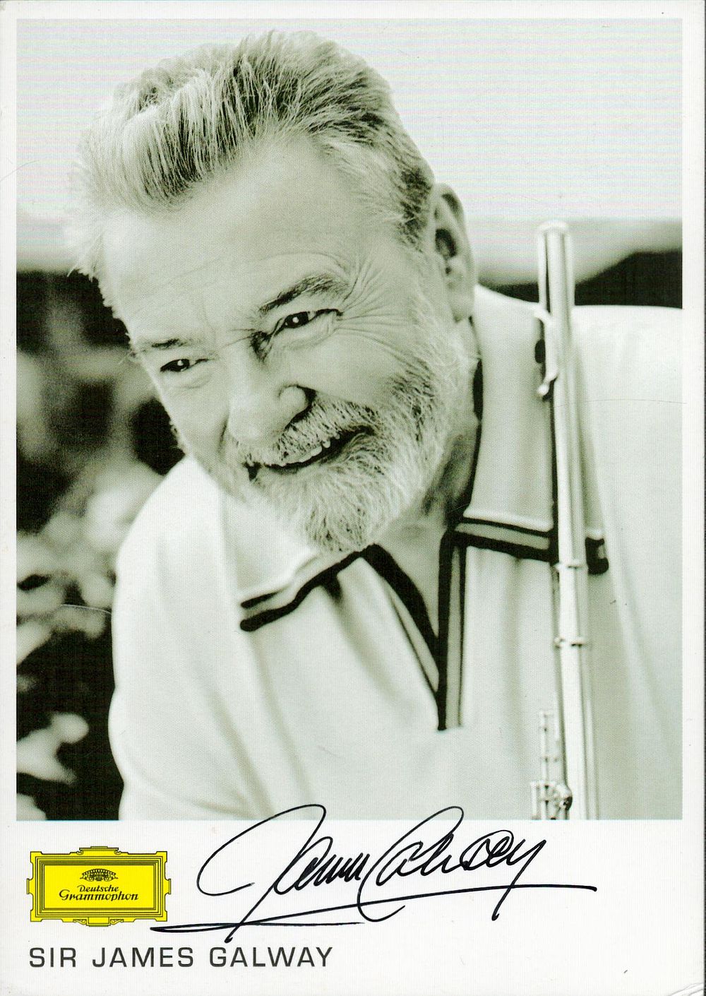 Lot 189: James Galway signed 6x4inch black and white photo....