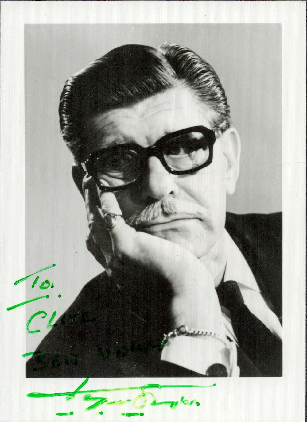 Lot 191: Deryk Guyler signed 5x3inch black and white photo....