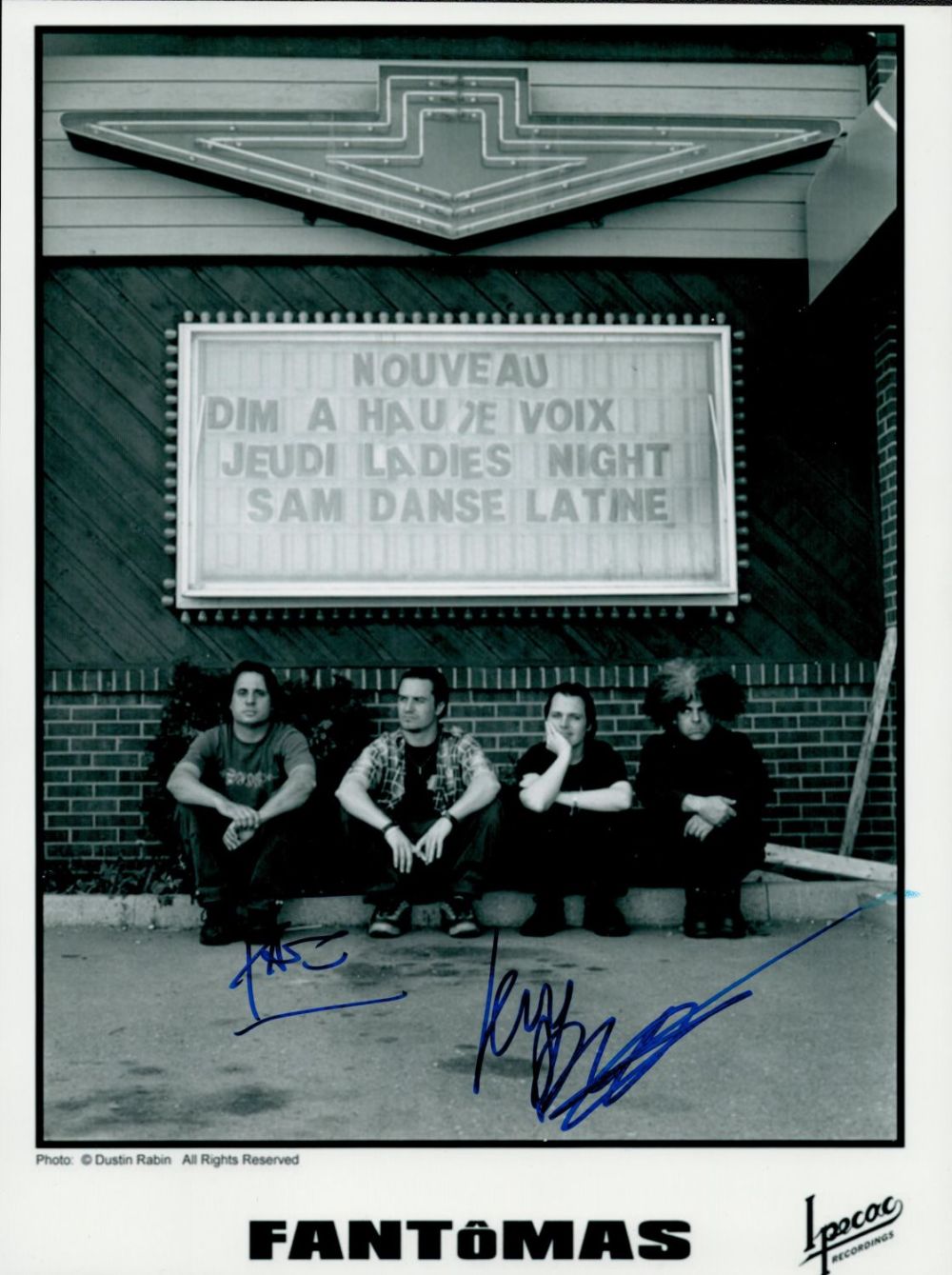 Lot 882: Music Fantomas signed 10x8 black and white promo...