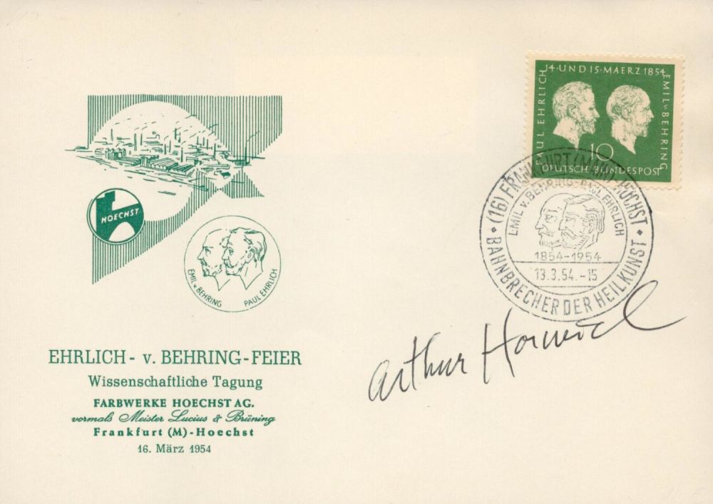 Lot 895: Historic Arthur L Horwich signed FDI Ehrlich v...