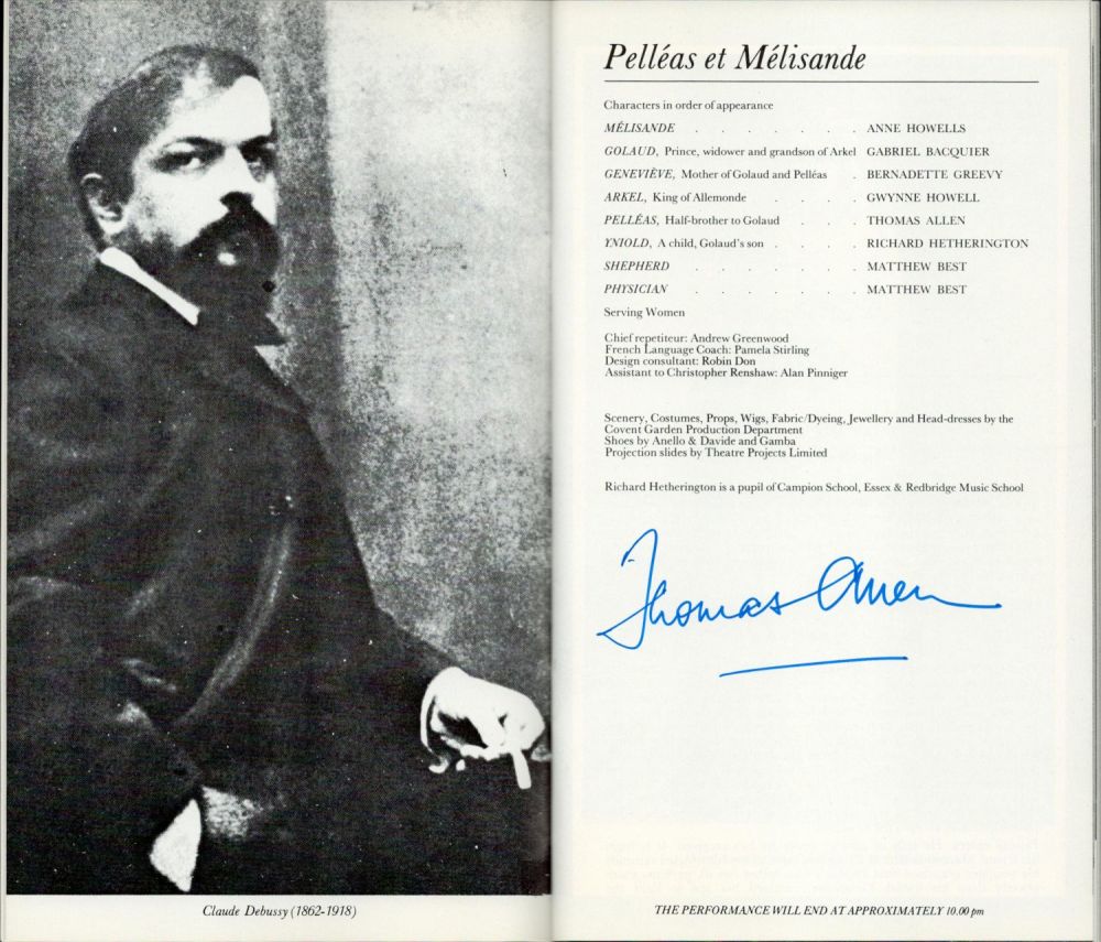Lot 991: Music Sir Thomas Allen signed Royal Opera House...