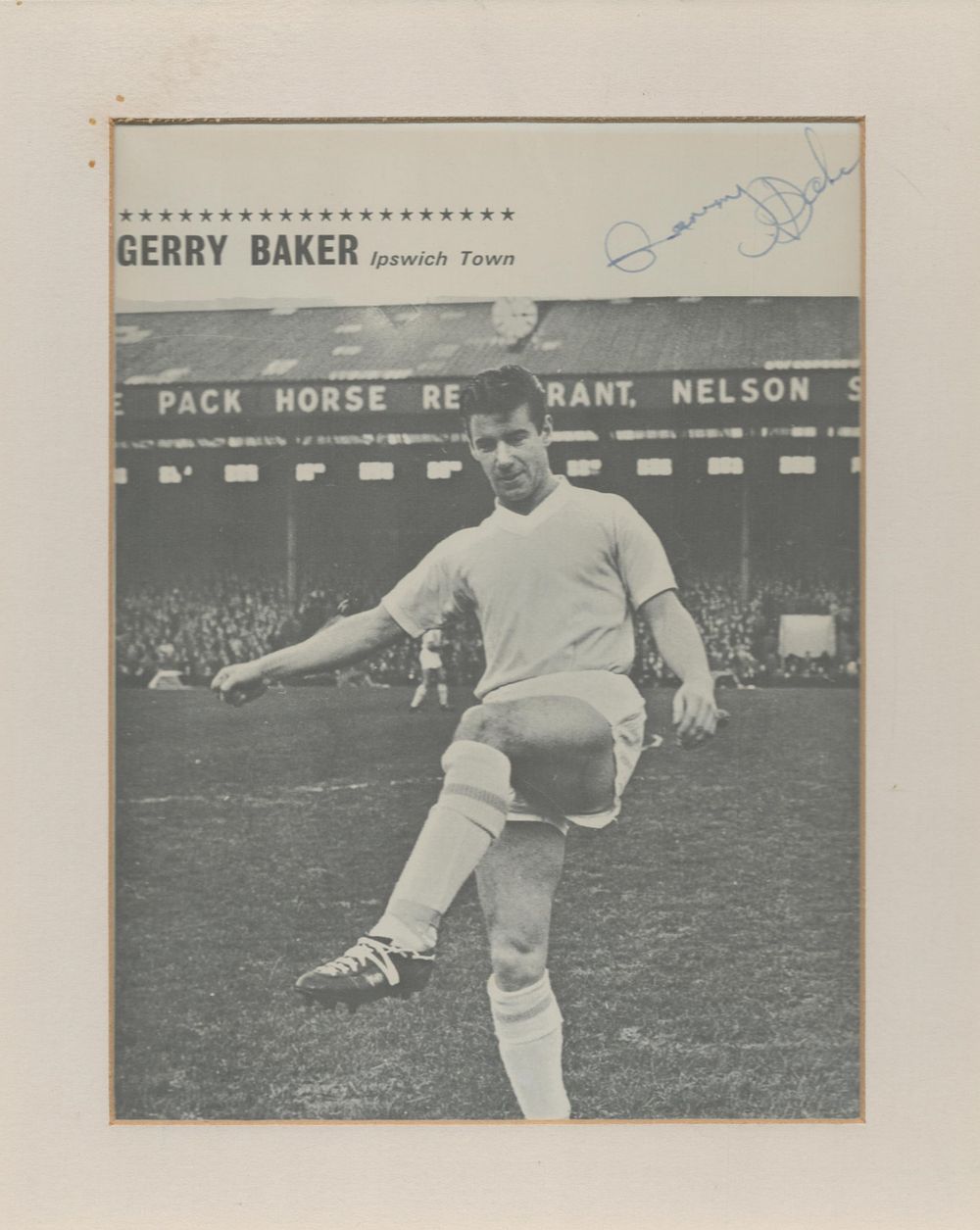 Lot 186: Footballer, Gerry Baker signed magazine cut out page...