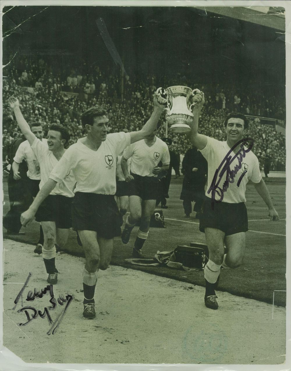 Lot 191: Terry Dyson and Bobby Smith signed Tottenham Hotspur...