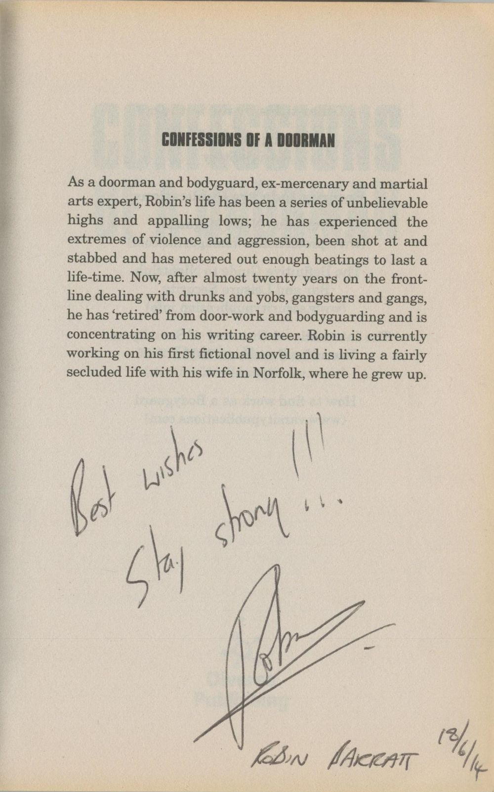 Lot 196: Robin Barratt signed Paperback Book 270 Pages 'Confessions...