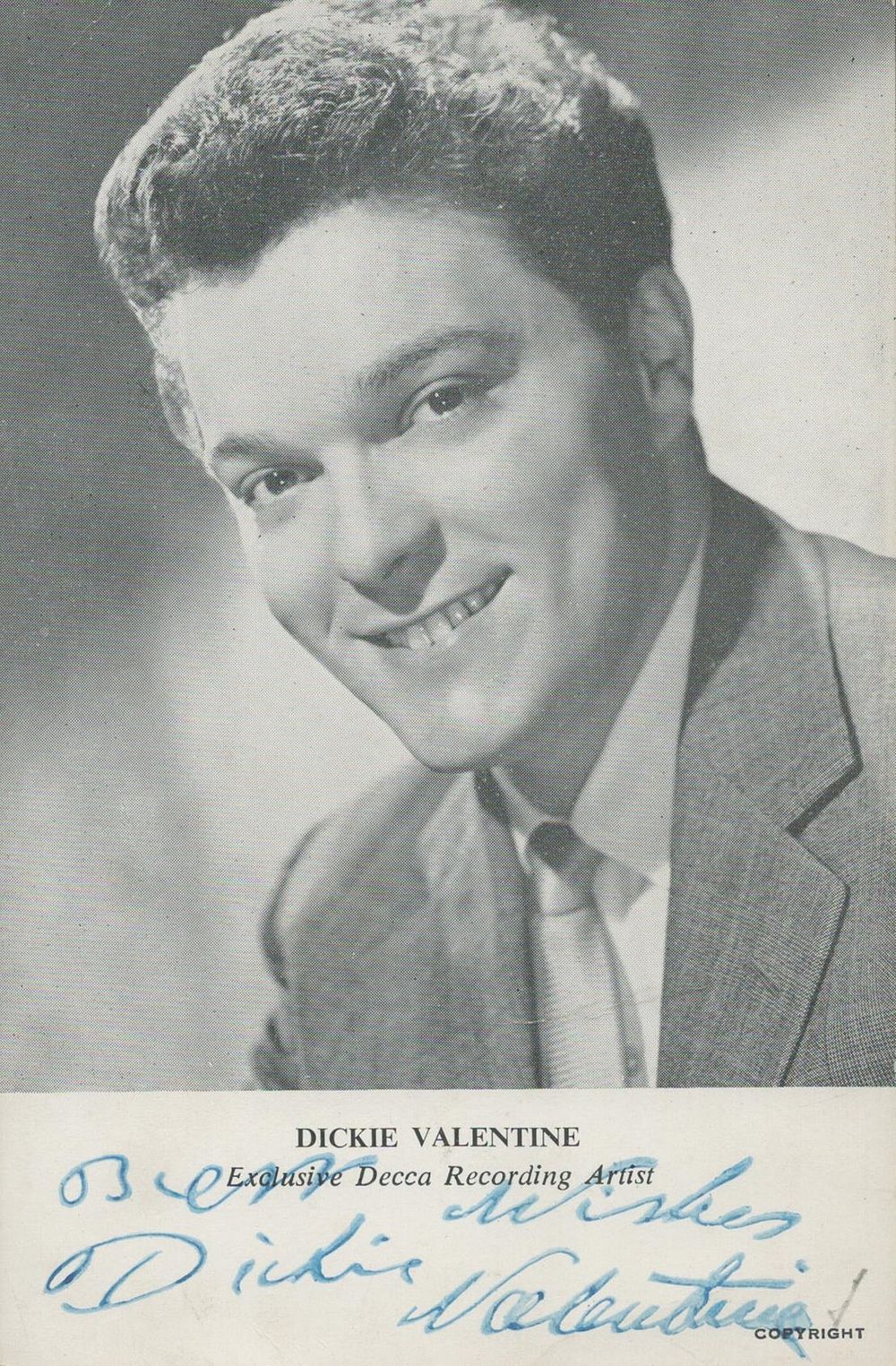Lot 256: Dickie Valentine signed vintage black and white photo...