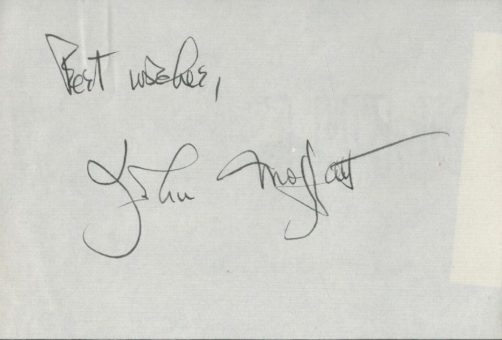 Lot 271: John Moffatt signed Autograph page Approx. 4x2.5 Inch....