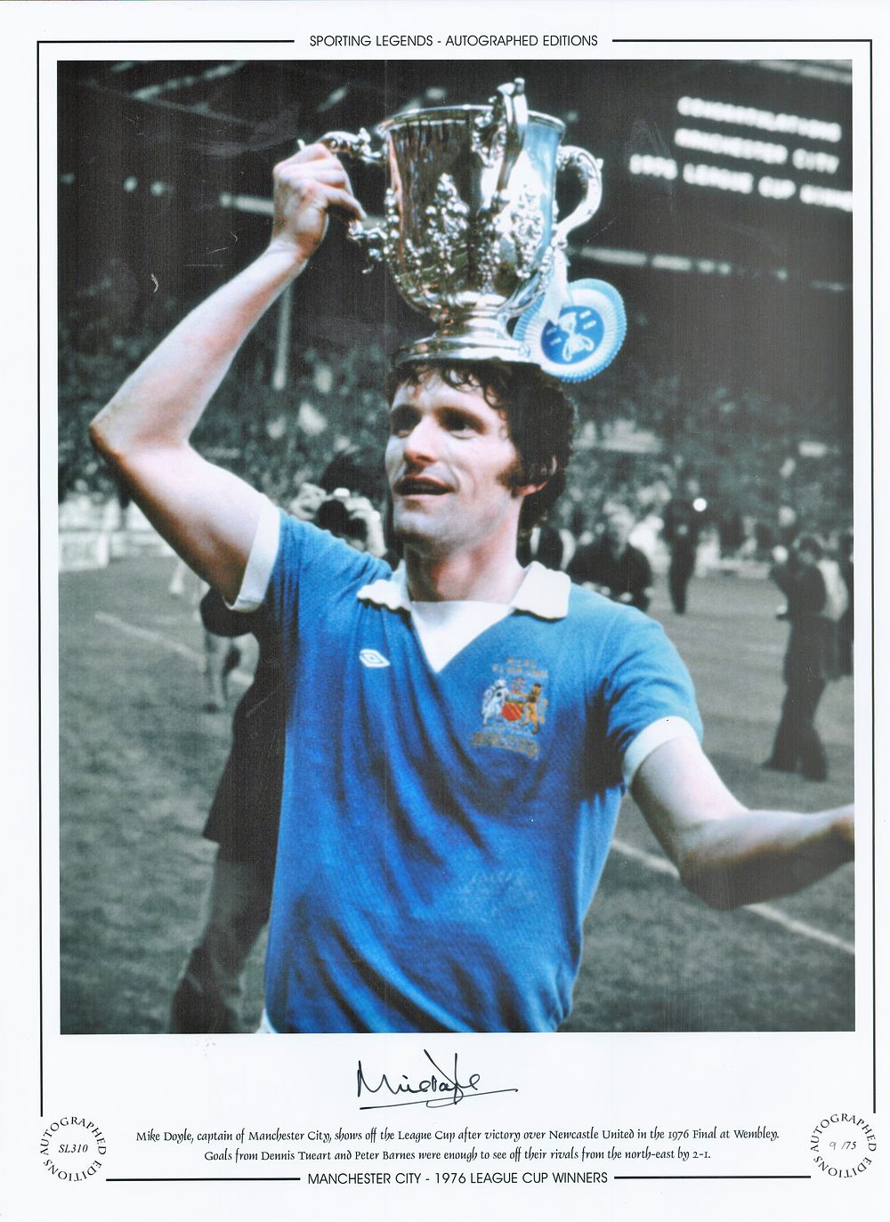 Lot 311: Mike Doyle signed 16x12inch colourised Autographed Editions photo....