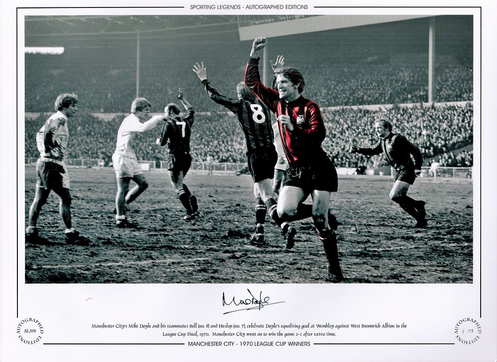 Lot 312: Mike Doyle signed 16x12inch colourised Autographed Editions photo....