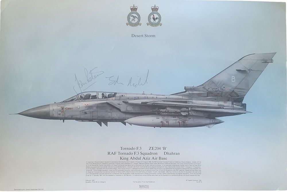 Lot 358: RAF 16X12 print Desert Storm signed by Squadron...