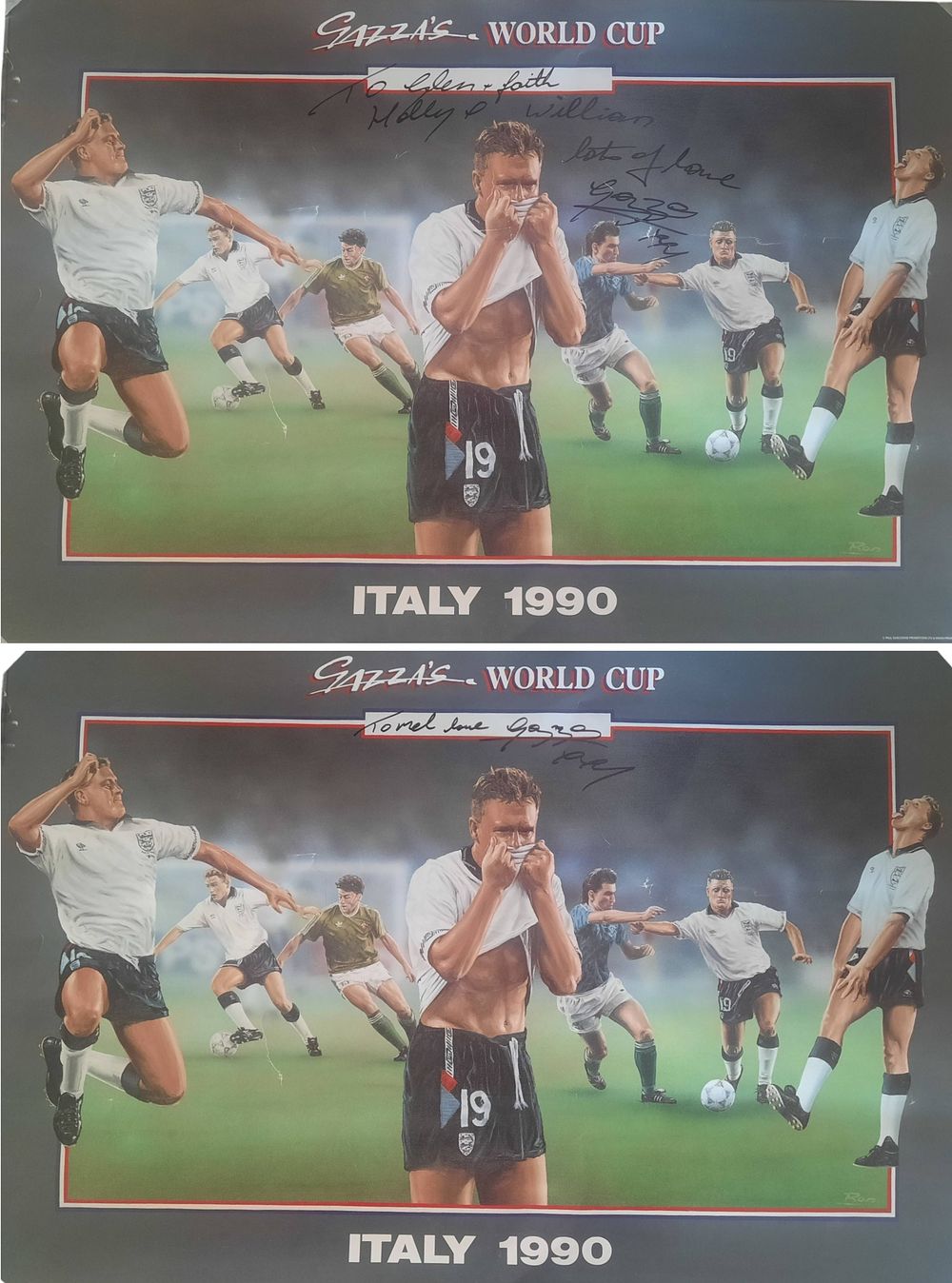 Lot 359: Paul Gascoigne signed large montage poster. Approx size...