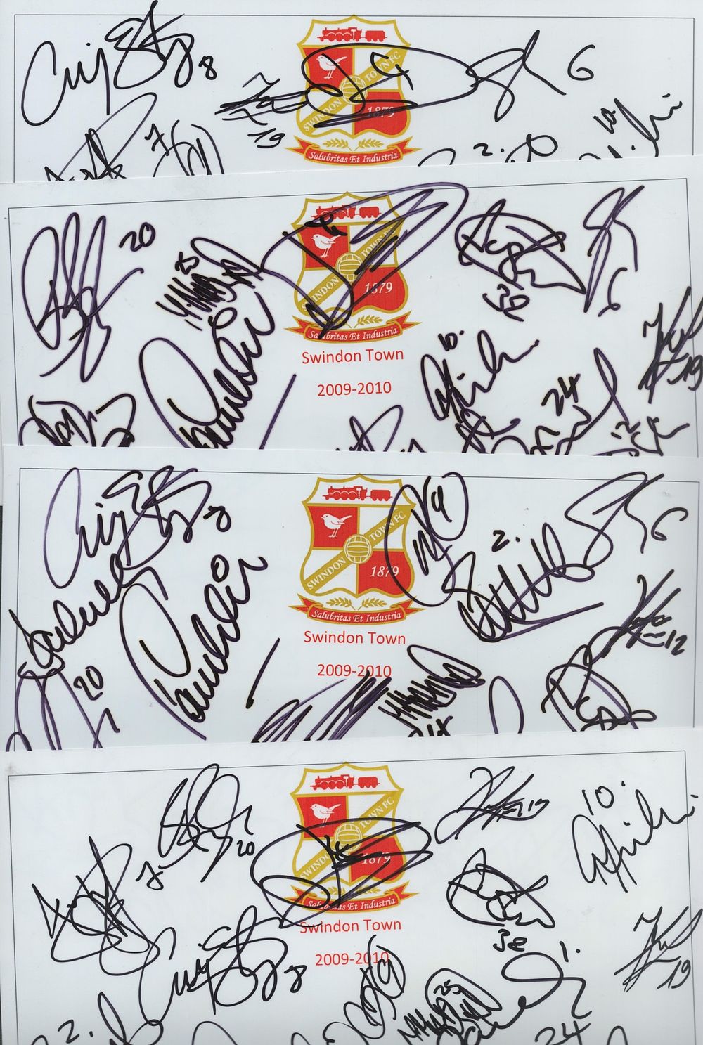 Lot 369: Football. 4 x Collection of Swindon Town 2009-2010...