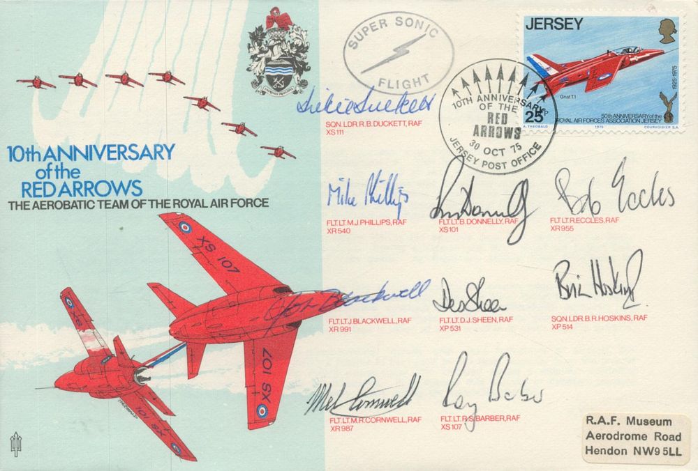 Lot 420: Red Arrows full team signed 1975, 10th ann...