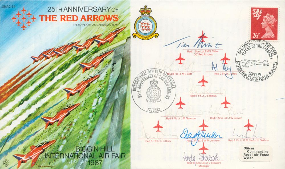 Lot 422: Red Arrows full team signed 1989, 25th ann...