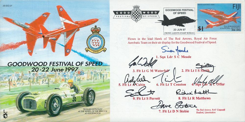 Lot 425: Red Arrows full team signed 1997 Goodwood Festival...