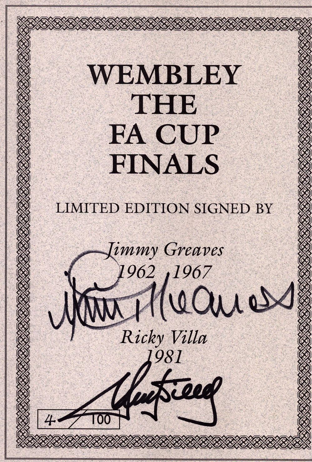 Lot 467: Jimmy Greaves and Ricky Villa signed Wembley The...