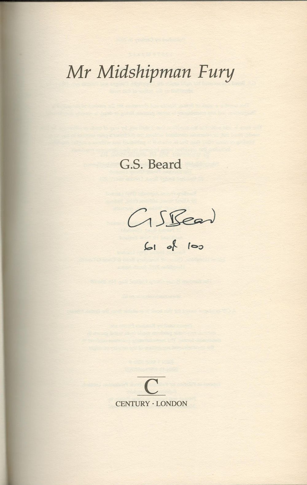 Lot 472: G.S. Beard signed hardback book limited 61 of...