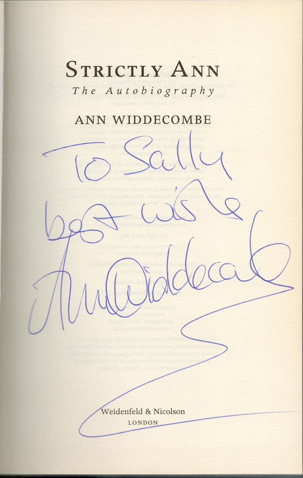 Lot 481: Ann Widcombe signed hardback book titled Anne Witcome...