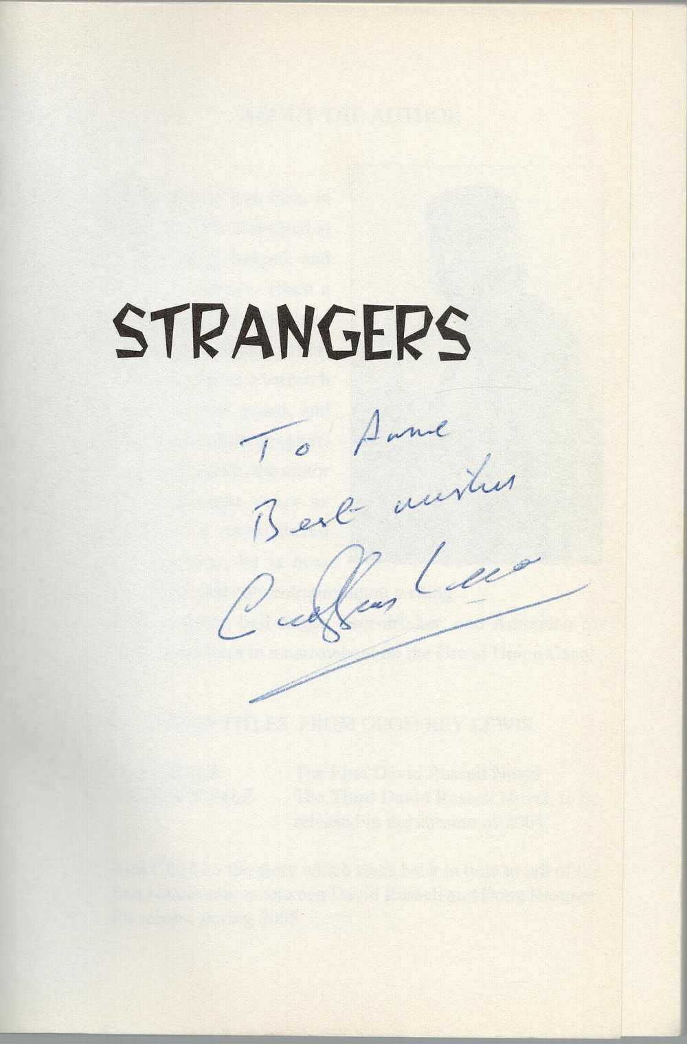 Lot 486: Geoffrey Lewis signed paperback book titled Strangers Forgery...