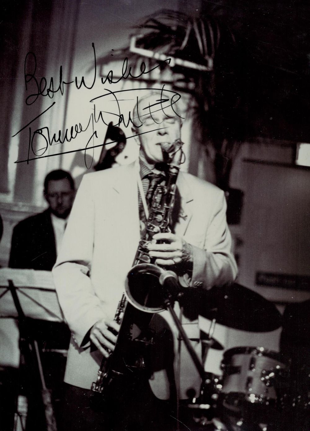 Lot 168: Tommy Whittle signed 7x5inch black and white photo....