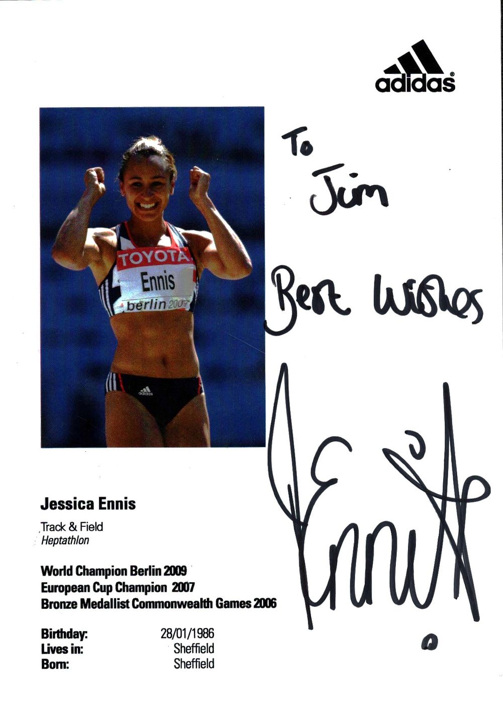 Lot 557: Jessica Ennis signed 6x4 colour promo card. Olympic...