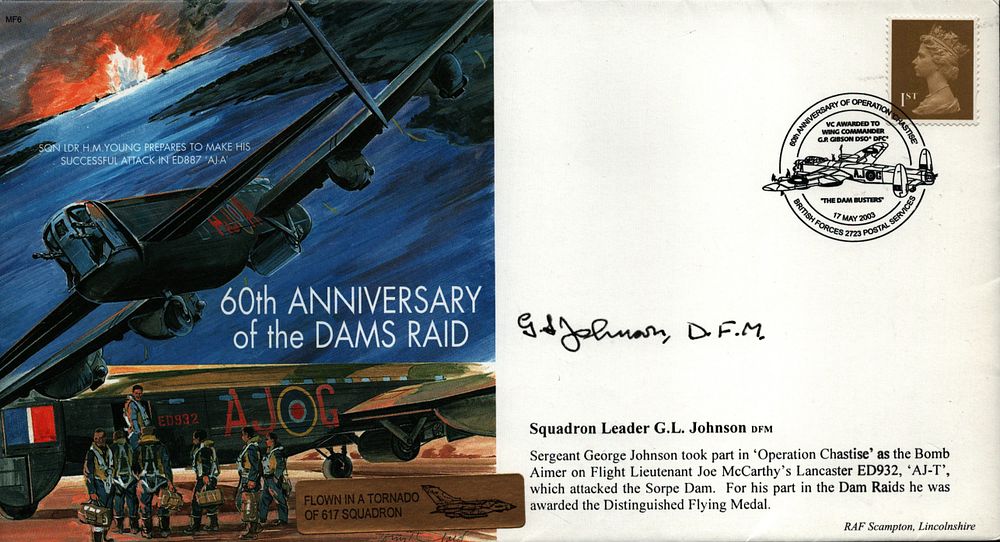 Lot 560: Squadron Leader G.L. Johnson signed FDC 60th Anniversary...