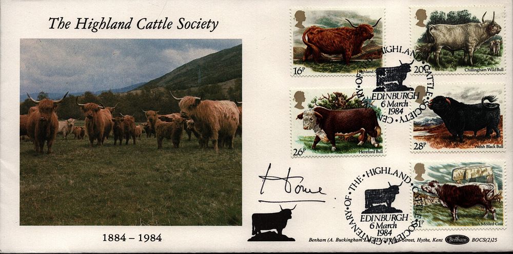 Lot 564: Lord Home signed FDC The Highland Cattle Society,...