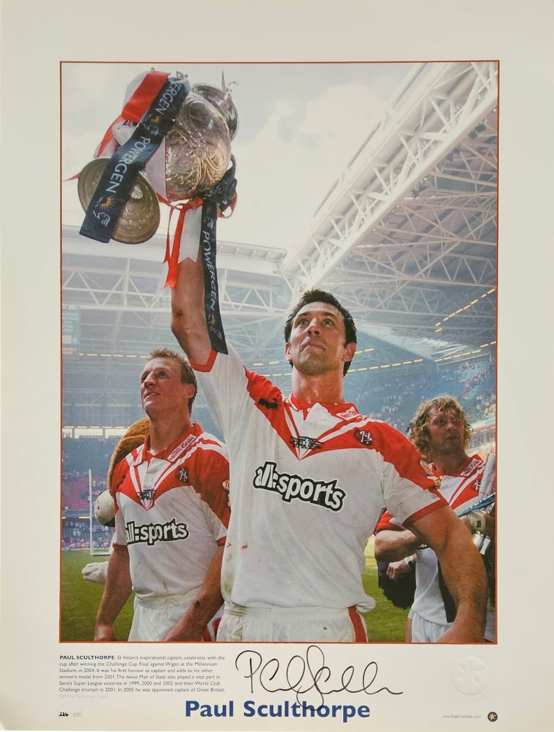 Lot 608: Rugby League Paul Sculthorpe signed 17.5x13.5 big blue...