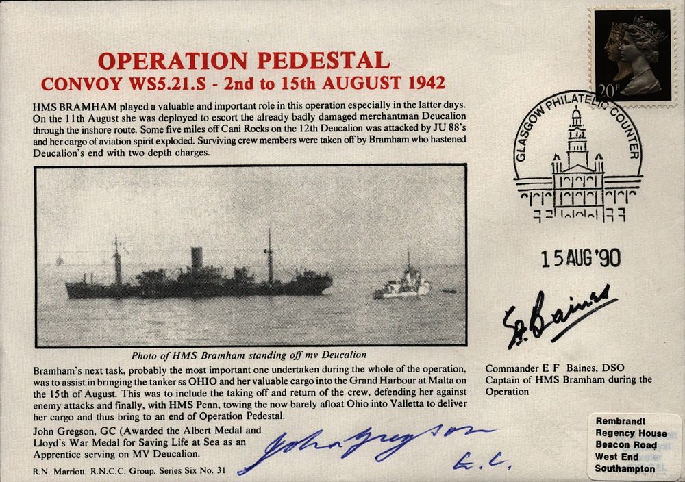 Lot 644: John Gregson and Comm E Baines signed Operation...