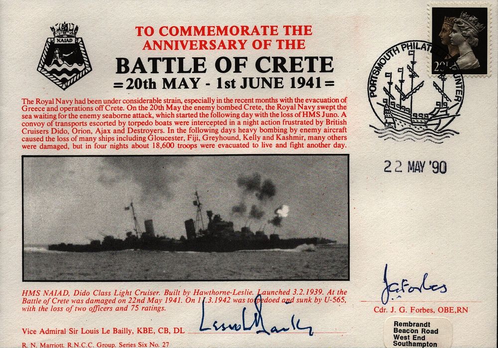 Lot 651: Vice Adml Sir Louis Le Bailly and Cdr...
