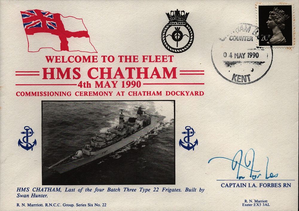 Lot 657: Cptn I A Forbes signed HMS Chatham cover....