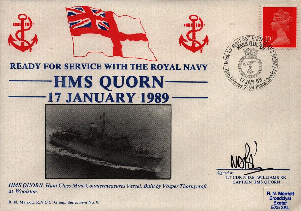 Lot 662: Lt Cdr N Williams signed HMS Quorn cover....