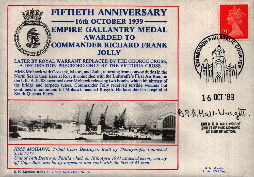 Lot 669: Cdr DGD Hall-Wright signed cover. Good condition. All...