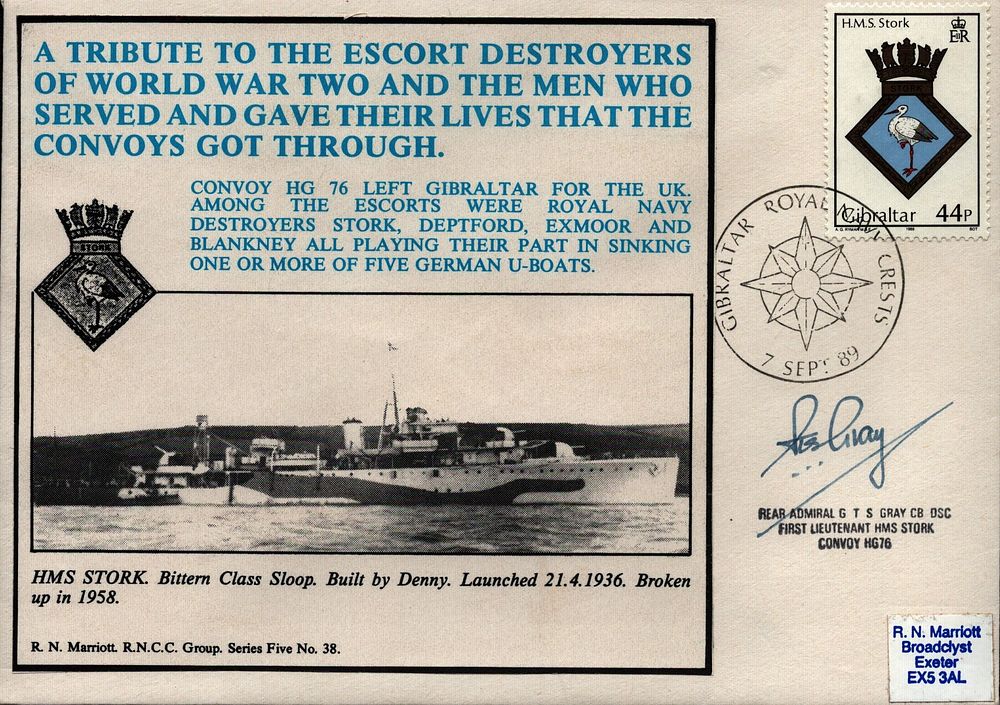 Lot 670: Rear Adml GTS Gray signed cover. Good condition....