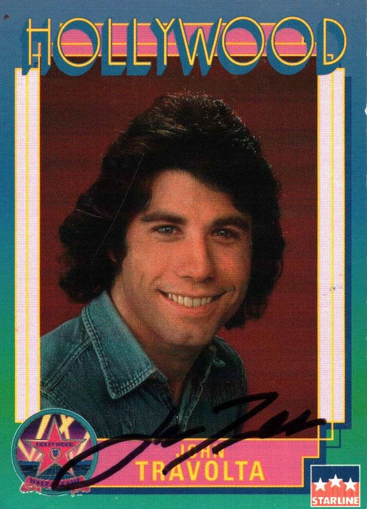 Lot 671: John Travolta signed Hollywood star card. Good condition....
