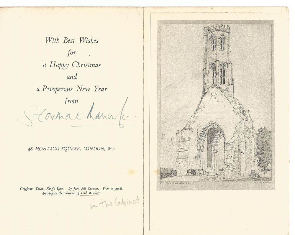 Lot 183: Stormont Mancroft, 2nd Baron Mancroft KBE TD signed...