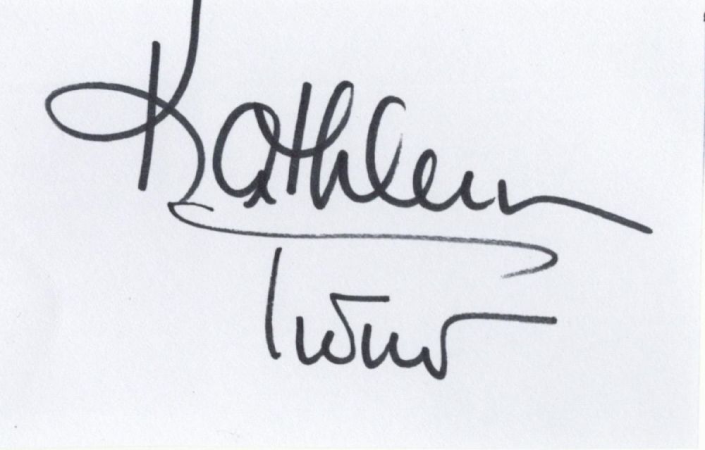 Lot 267: Kathleen Turner signed 5x3 white album page. Turner...