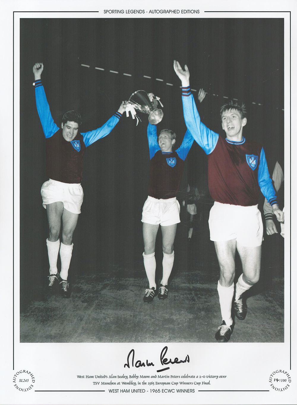 Lot 760: Martin Peters 16x12 signed colourised photo, Autographed Editions,...