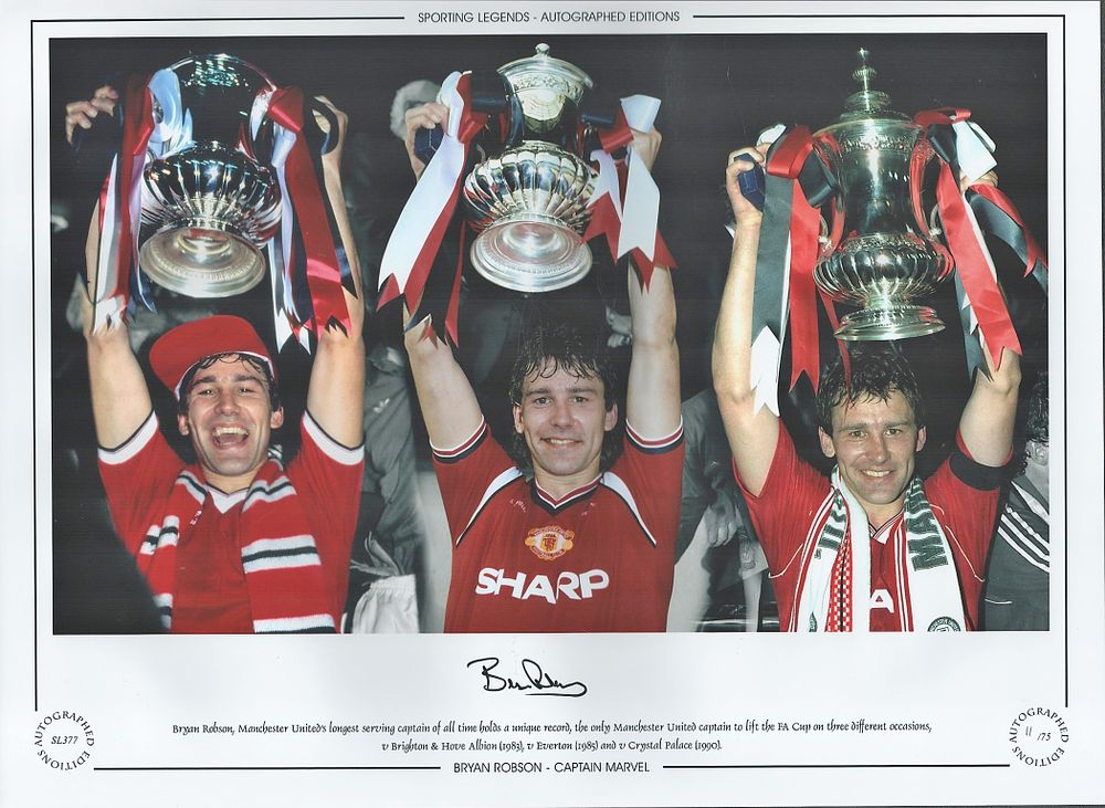 Lot 762: Bryan Robson 16x12 signed Colour photo, Autographed Editions,...