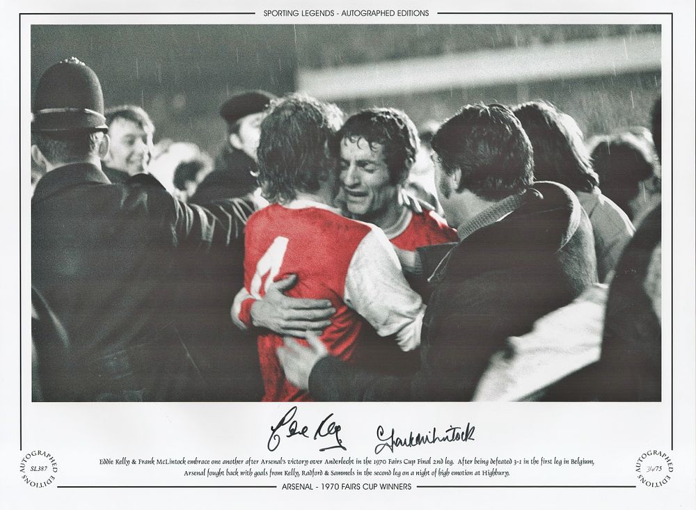 Lot 770: Frank McLintock and Eddie Kelly16x12 signed colourised photo,...