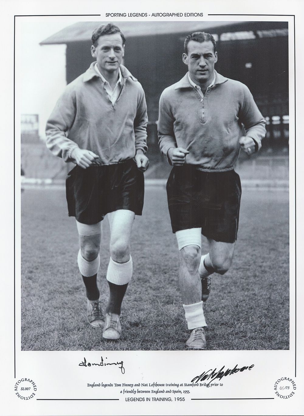 Lot 791: Tom Finney and Nat Lofthouse 16x12 signed black...