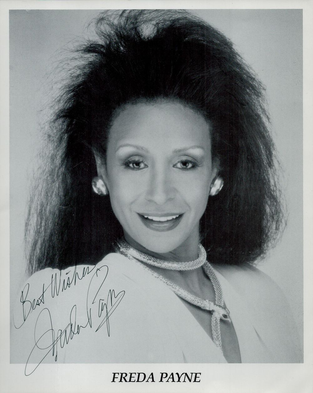 Lot 153: Freda Payne signed promo. black & white photo...