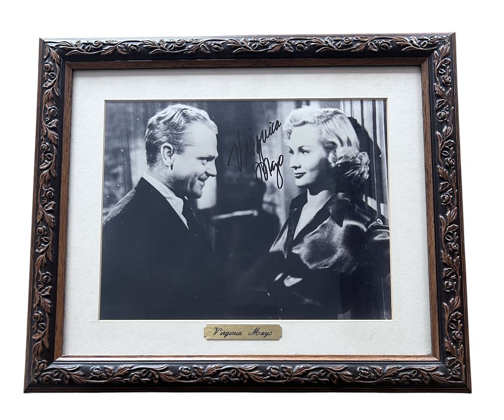 Lot 174: Virginia Mayo signed mounted and framed black and...