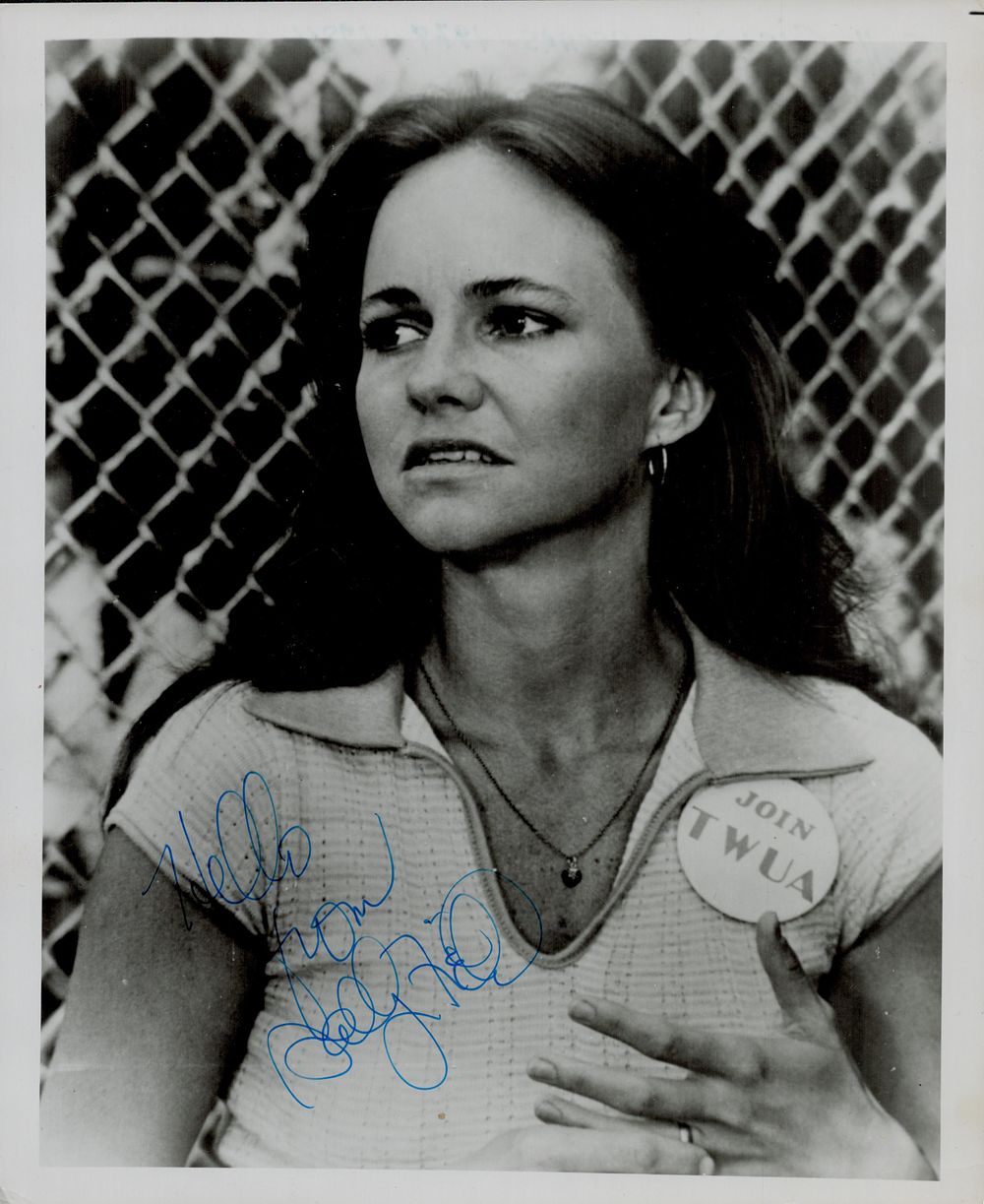 Lot 191: Sally Field signed 10x8 inch black and white...