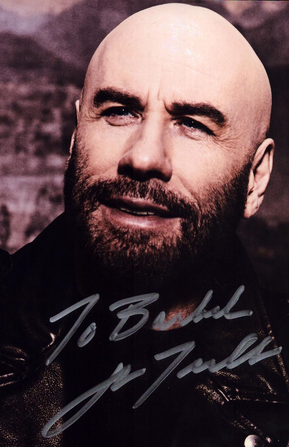 Lot 180: John Travolta signed 6x4 inch black and white...